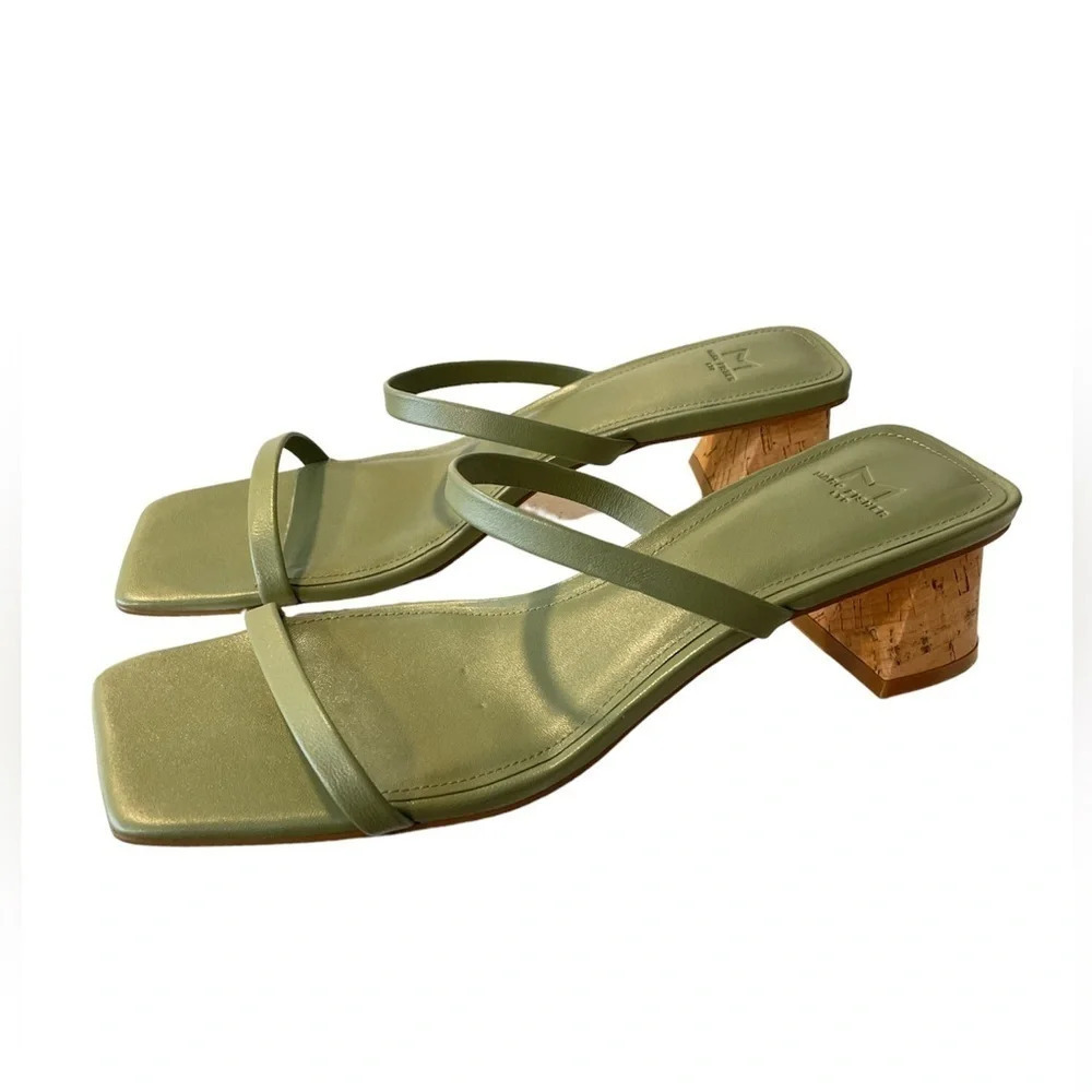 Marc Fisher LTD BRENT HEELED SLIDE SANDAL 7M Leather Square toe - Picture 2 of 11